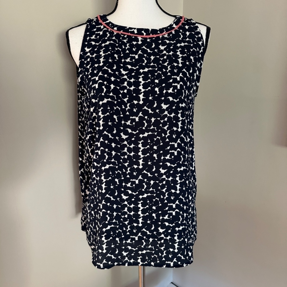 *LOFT* Navy Blue x White Sleeveless Top Size Small